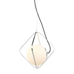 Luminosa Lighting Luminosa Modern Hanging Pendant Chrome, Black 1 Light  With White Shade, E27 Dimmable - thumbnail 1