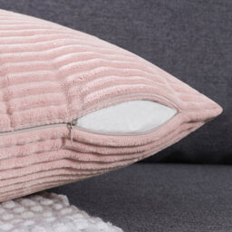 Deconovo Set Of 2 Solid Throw Pillowcases 50Cm X 50Cm, 20X20 Inches Sqaure Grid Corduroy Cushion Covers For Seats(Pink, 2 Pieces) - thumbnail 3