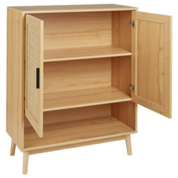 Wyld And Coco Bohonest Rattan Front Sideboard With Two Doors In Light Brown Wood - W80 X D35 X H97Cm - thumbnail 5