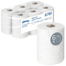 Kleenex Ultra Slimroll Paper Towels 6781 Compact White Rolled Hand Towels, 2-Ply, Soft & Highly Absorbent, 6 Rolls X 100M (600M - thumbnail 1