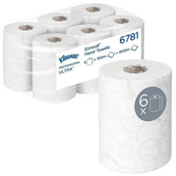 Kleenex Ultra Slimroll Paper Towels 6781 Compact White Rolled Hand Towels, 2-Ply, Soft & Highly Absorbent, 6 Rolls X 100M (600M - thumbnail 2