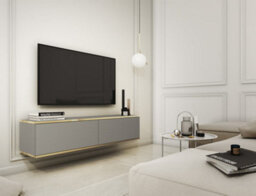 Arte Elegant Oro Floating Tv Cabinet H300mm W1350mm D320mm In Grey Matt - Modern Entertainment Center - thumbnail 2