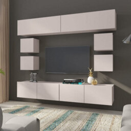 Arte Calabrini Tv Cabinet 100Cm Cashmere - Minimalist Media Unit With Two Hinged Doors For Small Spaces - thumbnail 3