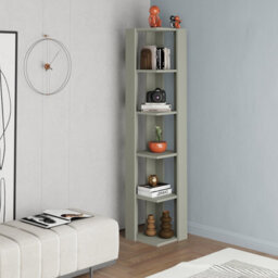 Decortie Nati Tall Corner Bookcase Modern Shelving Unit Space-Saving Storage Ash Green  161Cm - thumbnail 3