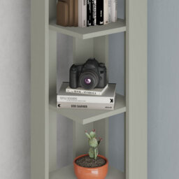Decortie Nati Tall Corner Bookcase Modern Shelving Unit Space-Saving Storage Ash Green  161Cm - thumbnail 6