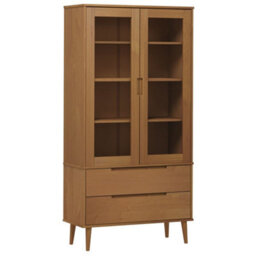 Berkfield Vitrine Cabinet Molde Brown 90X35X175 Cm Solid Wood Pine - thumbnail 2