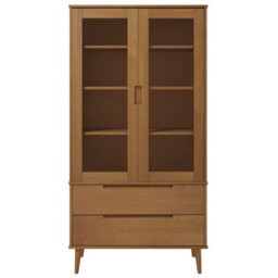 Berkfield Vitrine Cabinet Molde Brown 90X35X175 Cm Solid Wood Pine - thumbnail 4