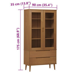 Berkfield Vitrine Cabinet Molde Brown 90X35X175 Cm Solid Wood Pine - thumbnail 8