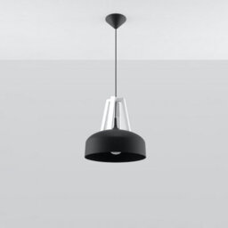 Sollux Lighting Casco Black Steel & White Wood 1 Light Classic Pendant Ceiling Light