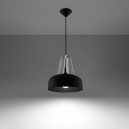 Sollux Lighting Casco Black Steel & White Wood 1 Light Classic Pendant Ceiling Light - thumbnail 2