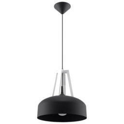 Sollux Lighting Casco Black Steel & White Wood 1 Light Classic Pendant Ceiling Light - thumbnail 3