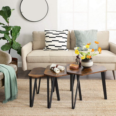 Songmics Nesting Coffee Table, Set Of 3 End Tables For Living Room, Stacking Side Tables, Industrial, Rustic Brown And Black - image 1