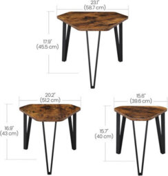 Songmics Nesting Coffee Table, Set Of 3 End Tables For Living Room, Stacking Side Tables, Industrial, Rustic Brown And Black - thumbnail 2