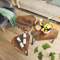 Songmics Nesting Coffee Table, Set Of 3 End Tables For Living Room, Stacking Side Tables, Industrial, Rustic Brown And Black - thumbnail 5