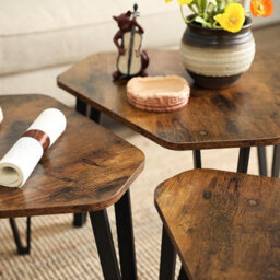 Songmics Nesting Coffee Table, Set Of 3 End Tables For Living Room, Stacking Side Tables, Industrial, Rustic Brown And Black - thumbnail 3