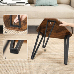 Songmics Nesting Coffee Table, Set Of 3 End Tables For Living Room, Stacking Side Tables, Industrial, Rustic Brown And Black - thumbnail 4