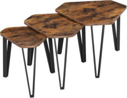 Songmics Nesting Coffee Table, Set Of 3 End Tables For Living Room, Stacking Side Tables, Industrial, Rustic Brown And Black - thumbnail 7