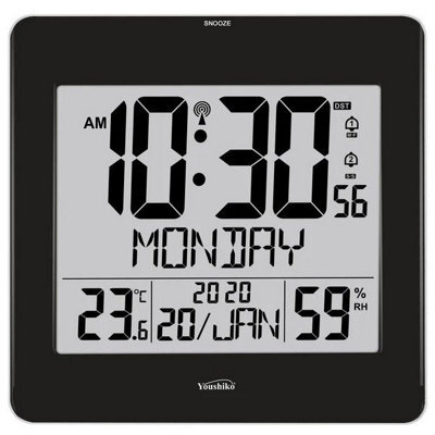 Youshiko Large Jumbo Lcd Radio Controlled Wall Clock  With Temperature And Humidity Display  Yc8059 - image 1