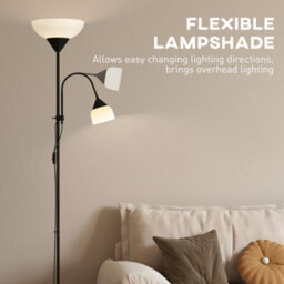 Homcom Mother-Child Floor Lamp Duo Light With 3 Colour Temperatures, Black - thumbnail 6