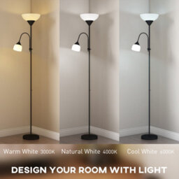 Homcom Mother-Child Floor Lamp Duo Light With 3 Colour Temperatures, Black - thumbnail 4