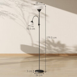 Homcom Mother-Child Floor Lamp Duo Light With 3 Colour Temperatures, Black - thumbnail 3