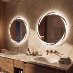 Costway 60 Cm Round Led Bathroom Mirror Tempered Glass Wall Mirror Anti-Fog - thumbnail 4