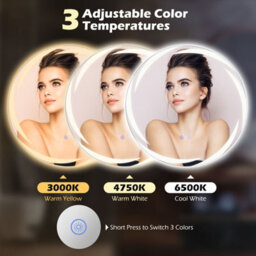 Costway 60 Cm Round Led Bathroom Mirror Tempered Glass Wall Mirror Anti-Fog - thumbnail 6
