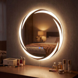 Costway 60 Cm Round Led Bathroom Mirror Tempered Glass Wall Mirror Anti-Fog