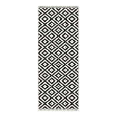 Black & White Geometric Woven Effect Reversible Large Outdoor Runner, (L)180Cm X (W)70Cm - image 1