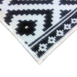 Black & White Geometric Woven Effect Reversible Large Outdoor Runner, (L)180Cm X (W)70Cm - thumbnail 3