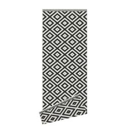 Black & White Geometric Woven Effect Reversible Large Outdoor Runner, (L)180Cm X (W)70Cm - thumbnail 2