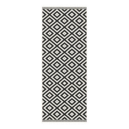 Black & White Geometric Woven Effect Reversible Large Outdoor Runner, (L)180Cm X (W)70Cm - thumbnail 1