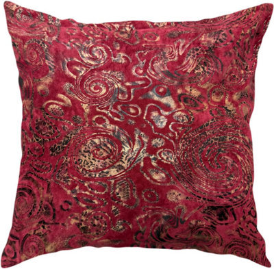 istyle mode Damask Red Embossed Velvet Square Throw Memory Filled Cushion 48Cmx48Cm - image 1