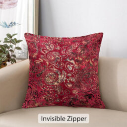 istyle mode Damask Red Embossed Velvet Square Throw Memory Filled Cushion 48Cmx48Cm - thumbnail 3