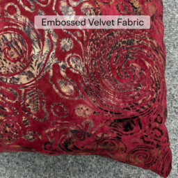 istyle mode Damask Red Embossed Velvet Square Throw Memory Filled Cushion 48Cmx48Cm - thumbnail 2