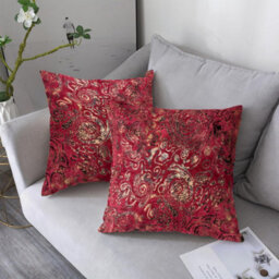 istyle mode Damask Red Embossed Velvet Square Throw Memory Filled Cushion 48Cmx48Cm - thumbnail 4