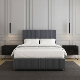 REGIONAL FURNISHINGS Divan Bed Set Steel Plush Velvet Upholstered 24Inch Headboard & Footboard 2Drawers Footend & No Mattress In 4Ft 4Ft6 5Ft 6Ft - thumbnail 3