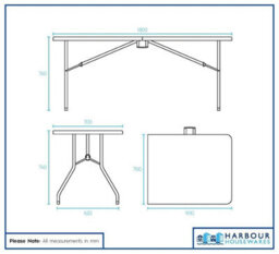 Harbour Housewares Folding Trestle Table - 180Cm (6Ft) - White - Rectangle Portable Space Saving Heavy Duty Table Indoor & Outdoor - thumbnail 9