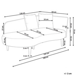 Beliani Right-Hand Chaise Longue Chaumont Velvet Taupe - thumbnail 3