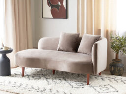Beliani Right-Hand Chaise Longue Chaumont Velvet Taupe - thumbnail 2