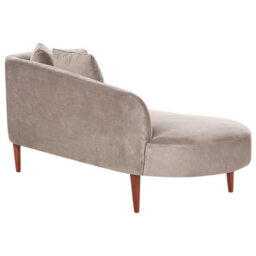 Beliani Right-Hand Chaise Longue Chaumont Velvet Taupe - thumbnail 5