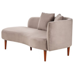 Beliani Right-Hand Chaise Longue Chaumont Velvet Taupe - thumbnail 4