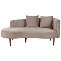 Beliani Right-Hand Chaise Longue Chaumont Velvet Taupe - thumbnail 1