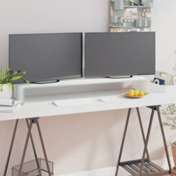 Berkfield Tv Stand/monitor Riser Glass White 110X30X13 Cm