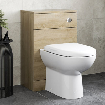 Affine Bathroom Back To Wall Btw Toilet Cloakroom Unit Modern Oak Effect D Shaped 300mm - image 1