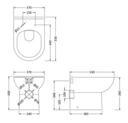 Affine Bathroom Back To Wall Btw Toilet Cloakroom Unit Modern Oak Effect D Shaped 300mm - thumbnail 4