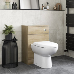 Affine Bathroom Back To Wall Btw Toilet Cloakroom Unit Modern Oak Effect D Shaped 300mm - thumbnail 2