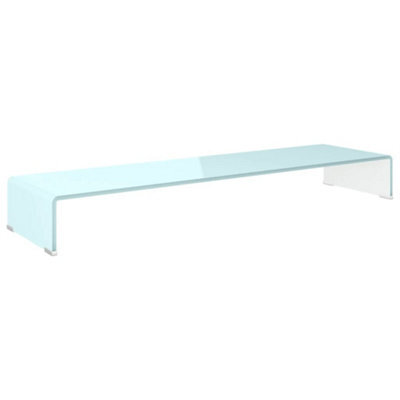 Berkfield Modern Tv Stand/monitor Riser Glass White 110X30X13 Cm - image 1