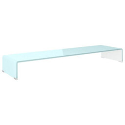 Berkfield Modern Tv Stand/monitor Riser Glass White 110X30X13 Cm