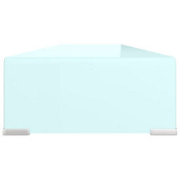 Berkfield Modern Tv Stand/monitor Riser Glass White 110X30X13 Cm - thumbnail 4